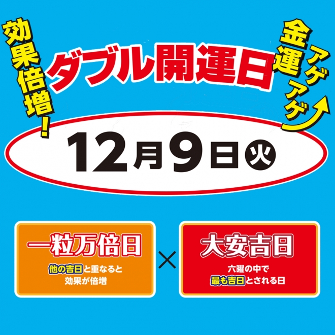 12/9年末ジャンボ宝くじ宝くじダブル開運日!